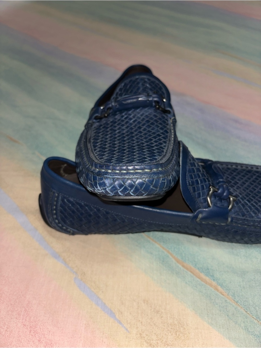 Size 13 Salvatore Ferragamo Parigi Gancini Logo  Blue Leather Drivers RARE!$$895 - Picture 12 of 12